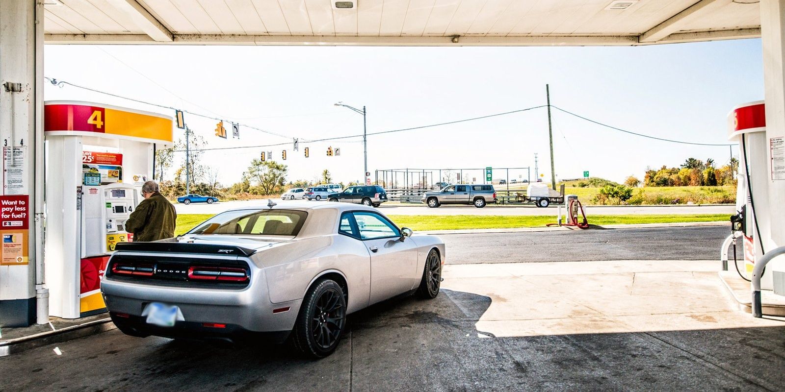 Challenger Hellcat at gas station