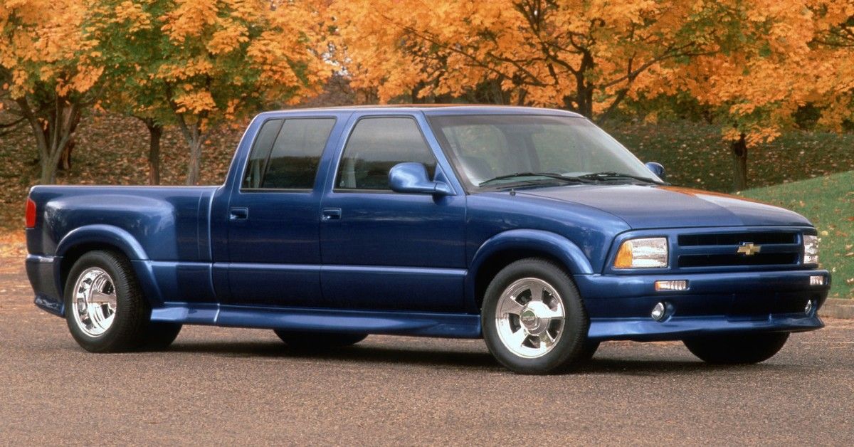 A blue Chevy S10 Extreme truck stands parked on a road.