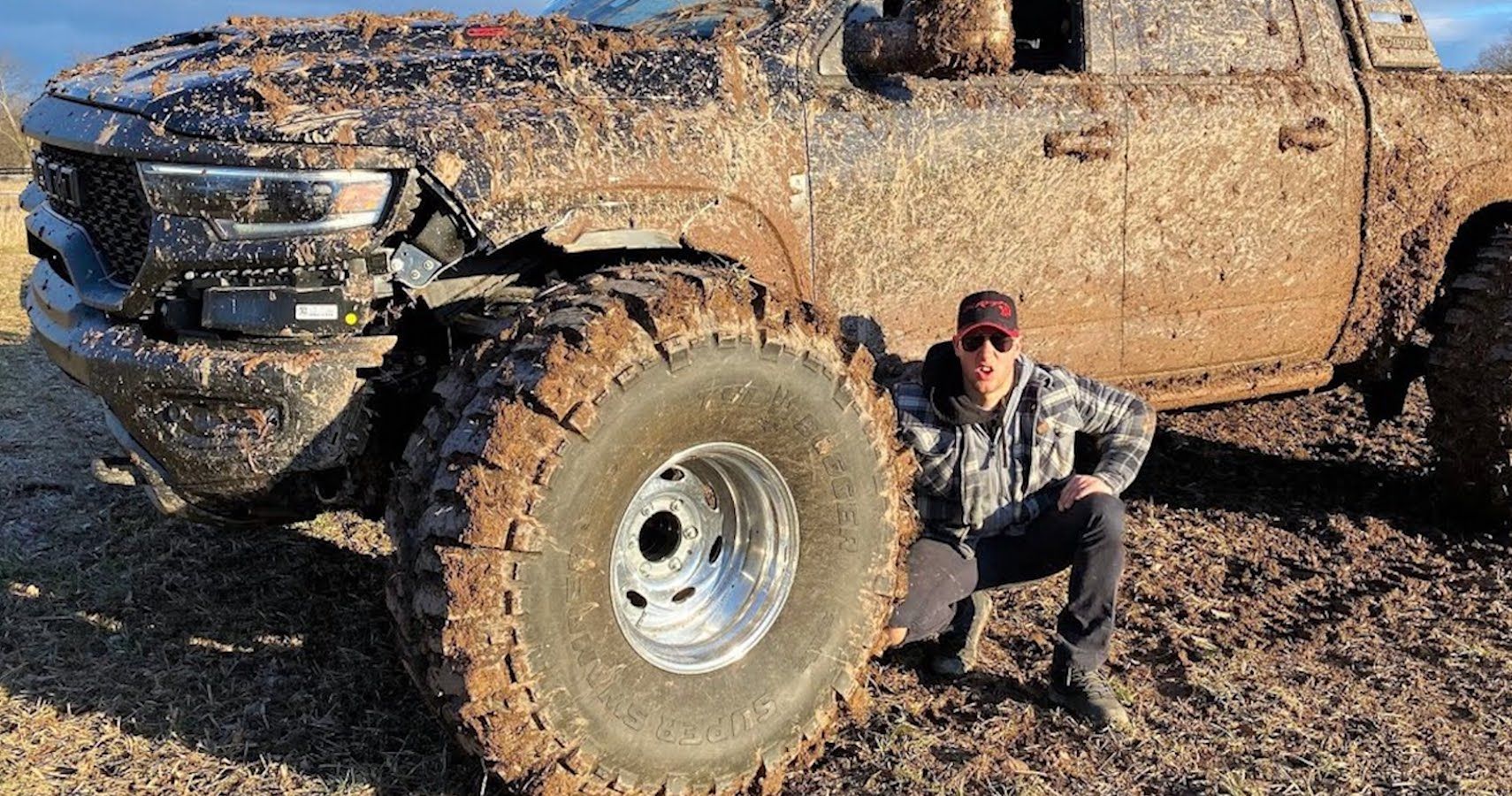 YouTuber's 2021 Ram TRX Gets Dirty Riding On Massive Mud Boggers