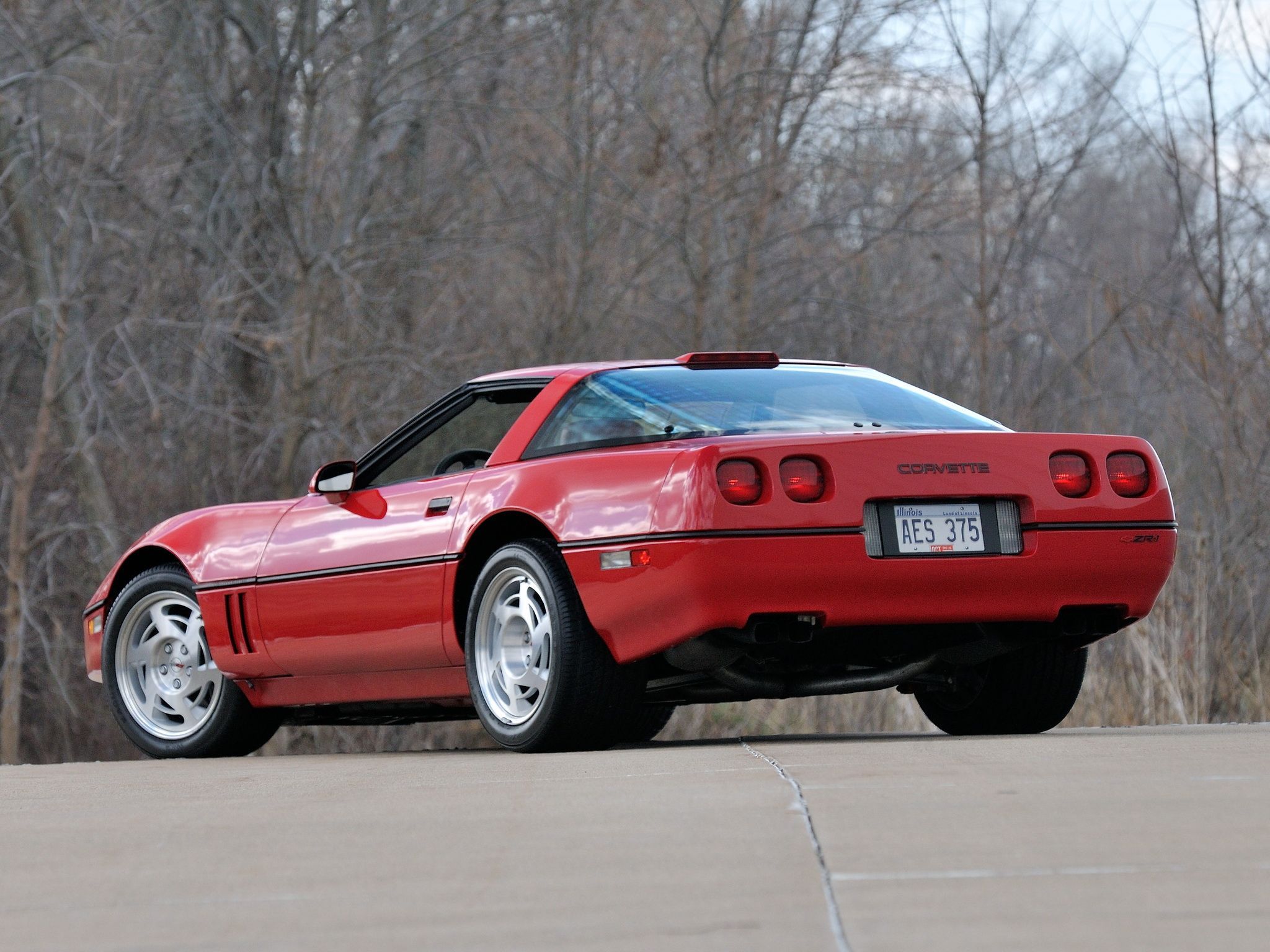 Rear view of a red C4 Corvette
