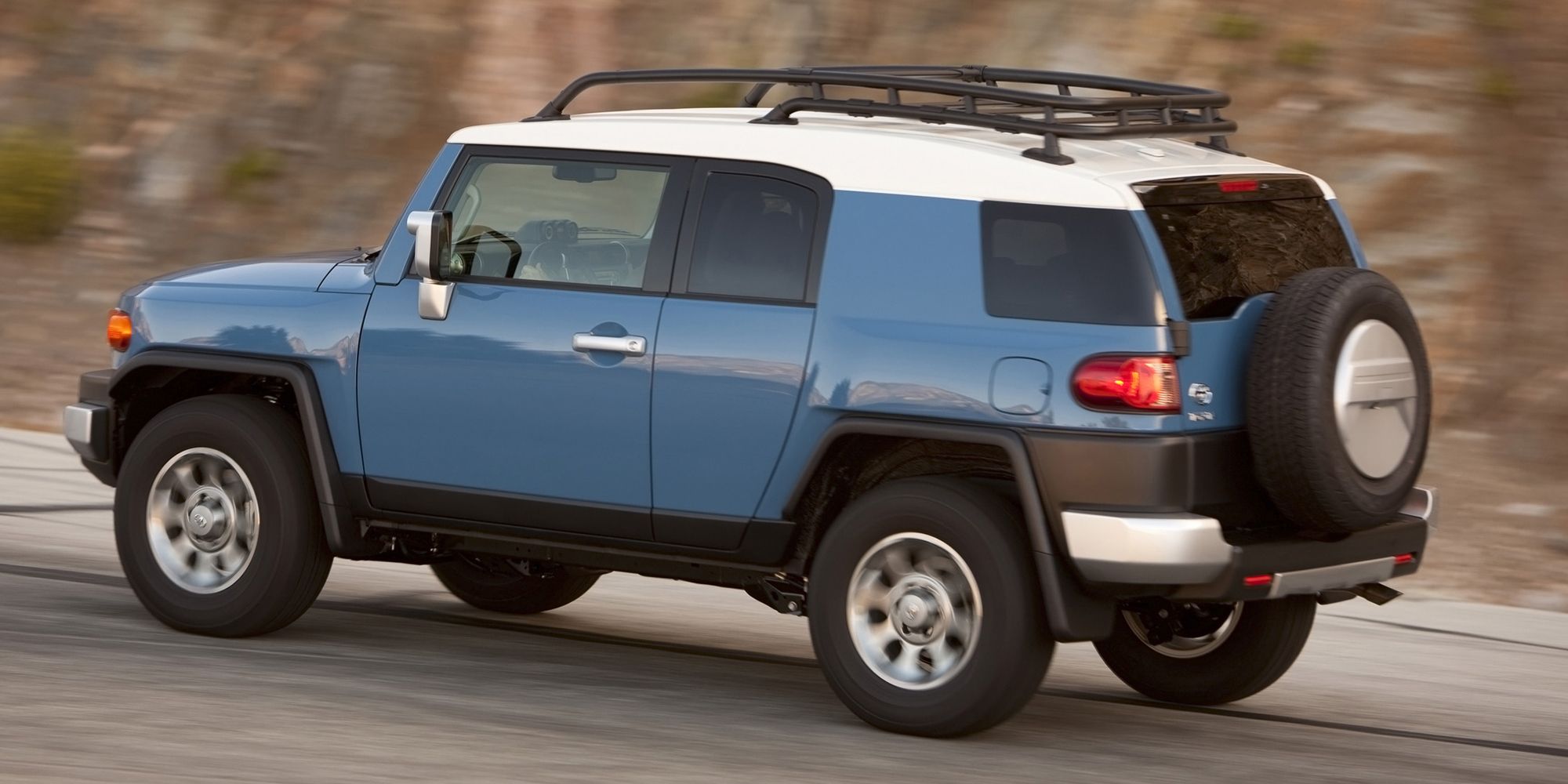 Rear 3/4 view of the Toyota FJ Cruiser