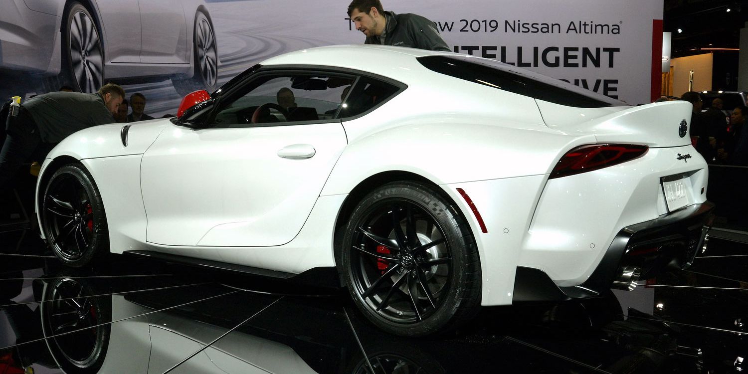 Rear 3/4 view of the GR Supra in white