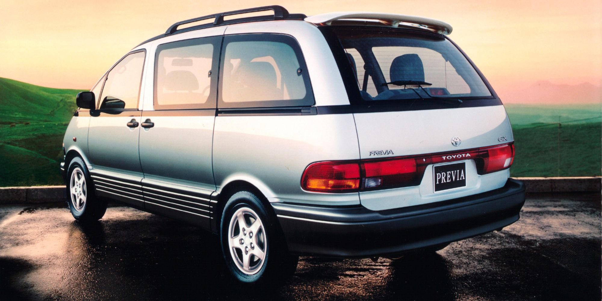 Rear 3/4 view of the Toyota Previa
