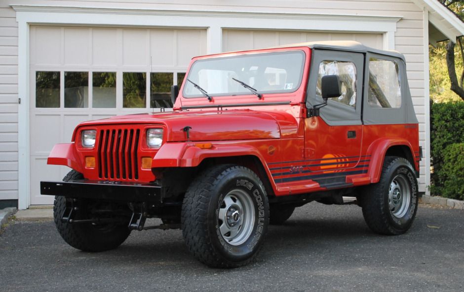 1989 Red Jeep Wrangler Parked Front 3/4 View