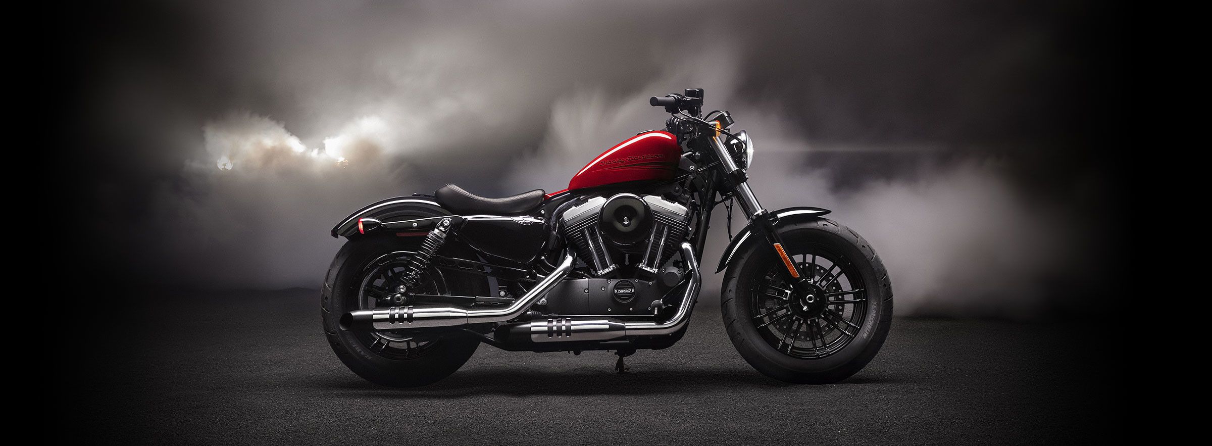 An image of a red 2021 Harley-Davidson Forty-Eight street motorcycle.