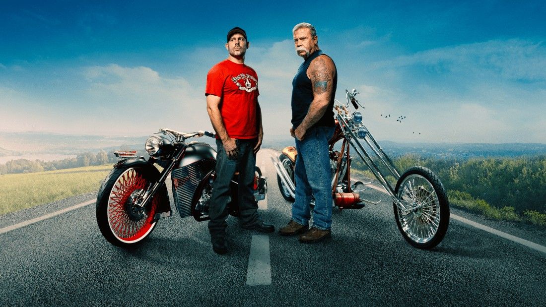 Paul Teutul Jr. and Paul Teutul Sr. with motorcycles