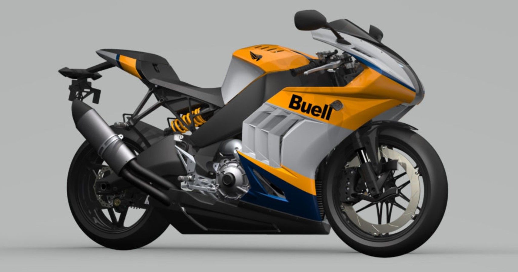Design rendering with Buell badge displayed on EBR motorcycle.