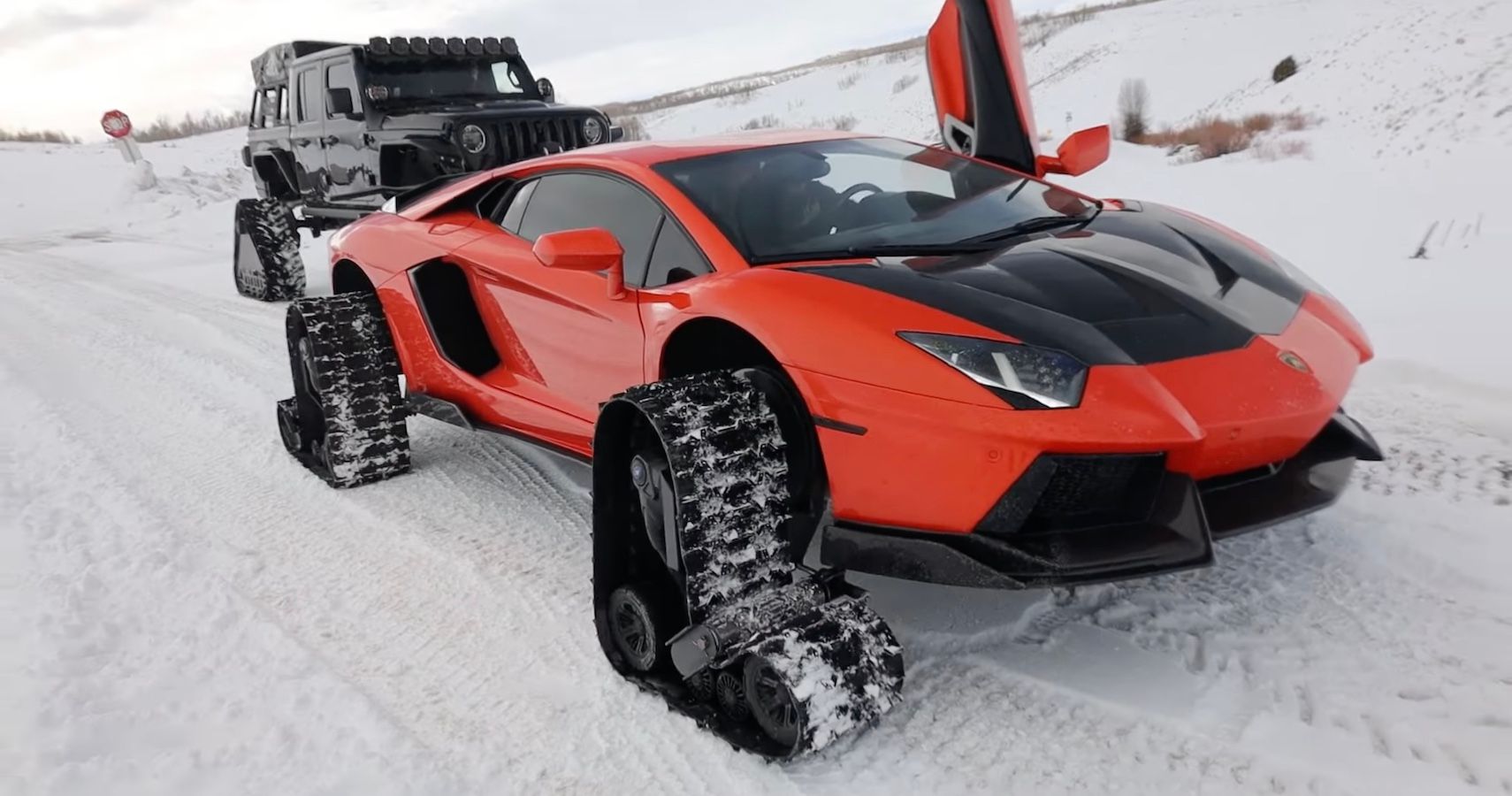 YouTuber's Lamborghini Aventador Gets Snow Tracks: What Could Possibly Go Wrong?
