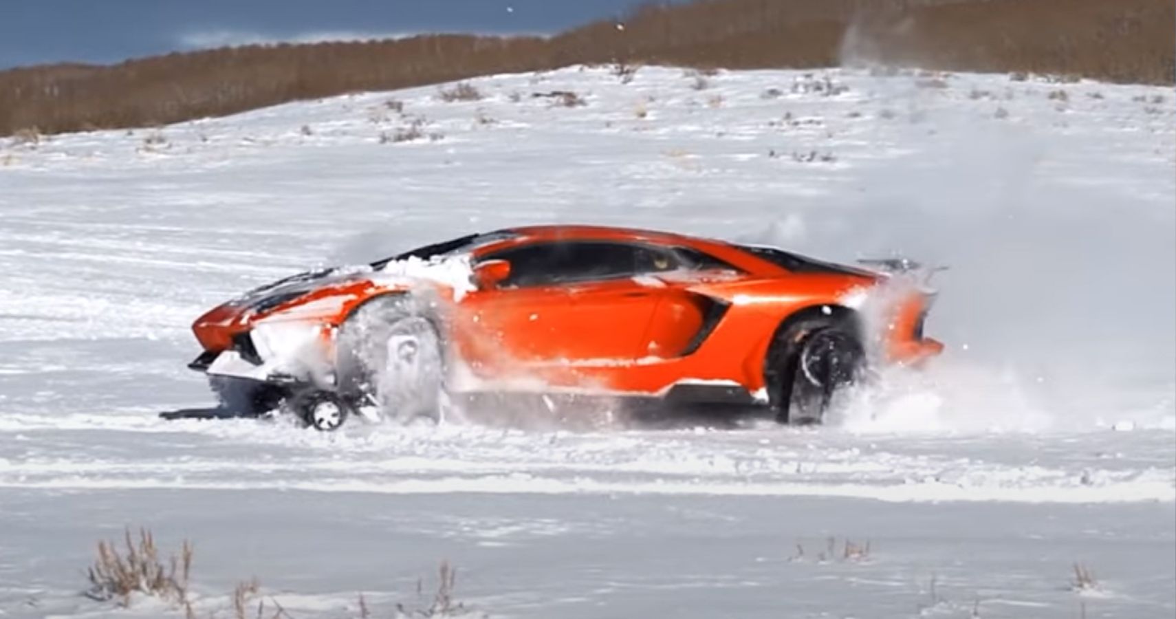 Lamborghini on snow tracks hits the Utah slopes