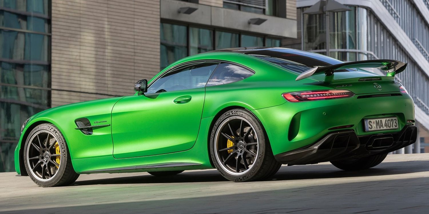 Rear 3/4 view of the AMG GT R