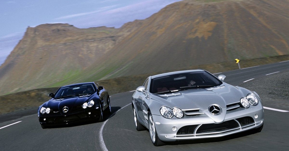 Mercedes-Benz SLR McLaren black and silver rolling it out
