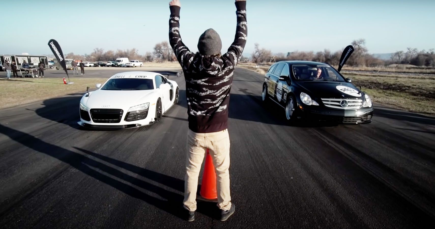 Watch The World's Fastest Minivan Drag Race A Supercharged Audi R8