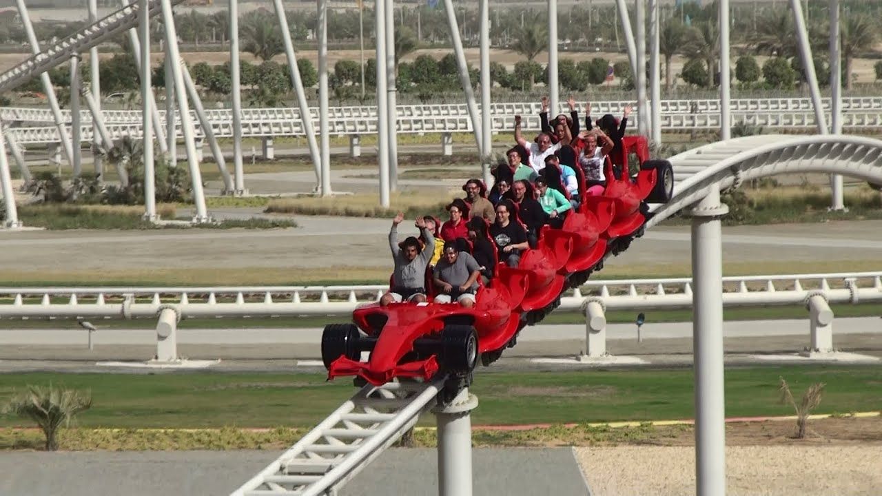 Rollercoaster at Ferrari Theme Park In Abu Dhabi