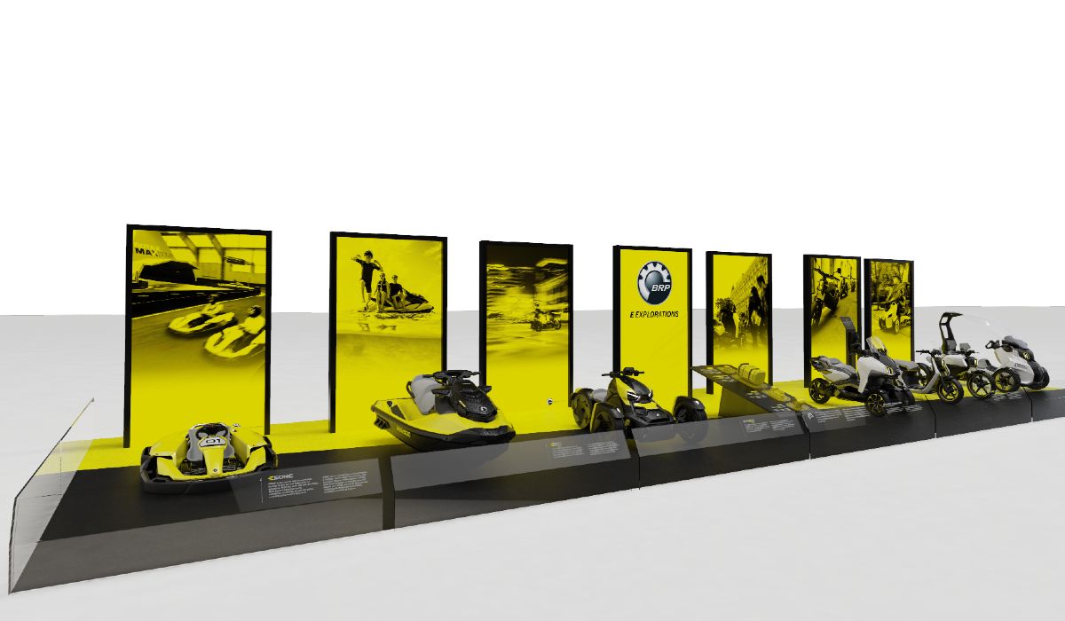 A rendering of an EV booth for the BRP line of vehicles.