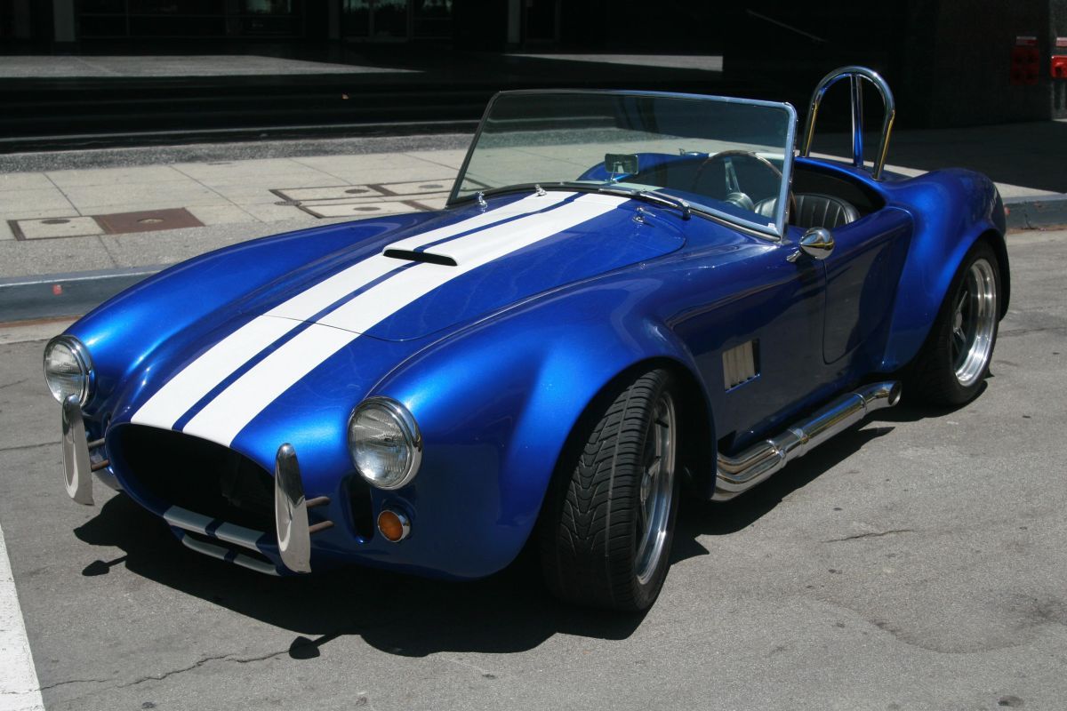 Blue Cobra with white racing stripes