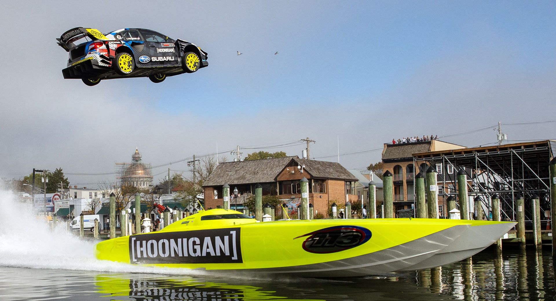 Travis Pastrana performs a crazy boat jump at Gymkhana boat 2020