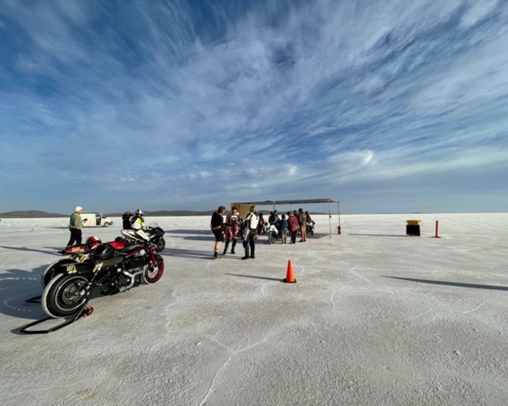 The land speed record team at Lake Gairdner, South Australia.
