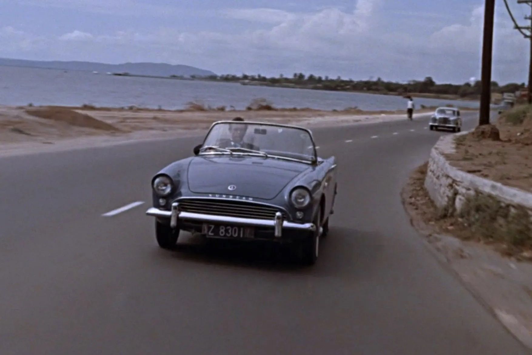 Bond's Sunbeam Alpine on the road