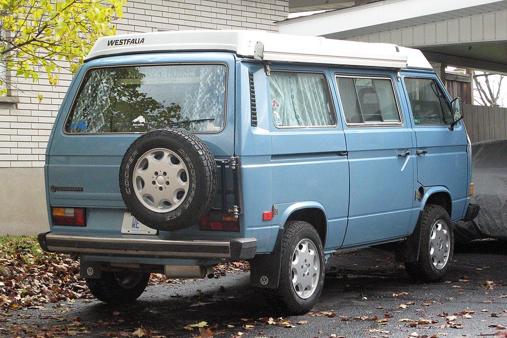The rear end of the Volkswagen Westfalia.