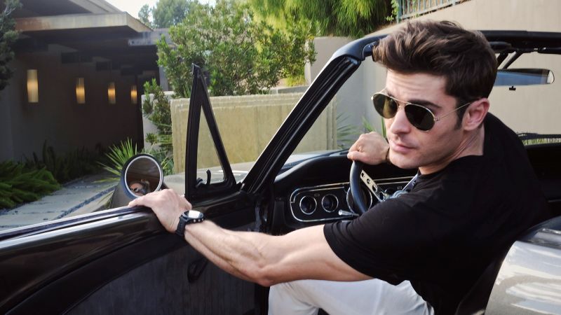 Zack Efron seen in his restored Ford Mustang