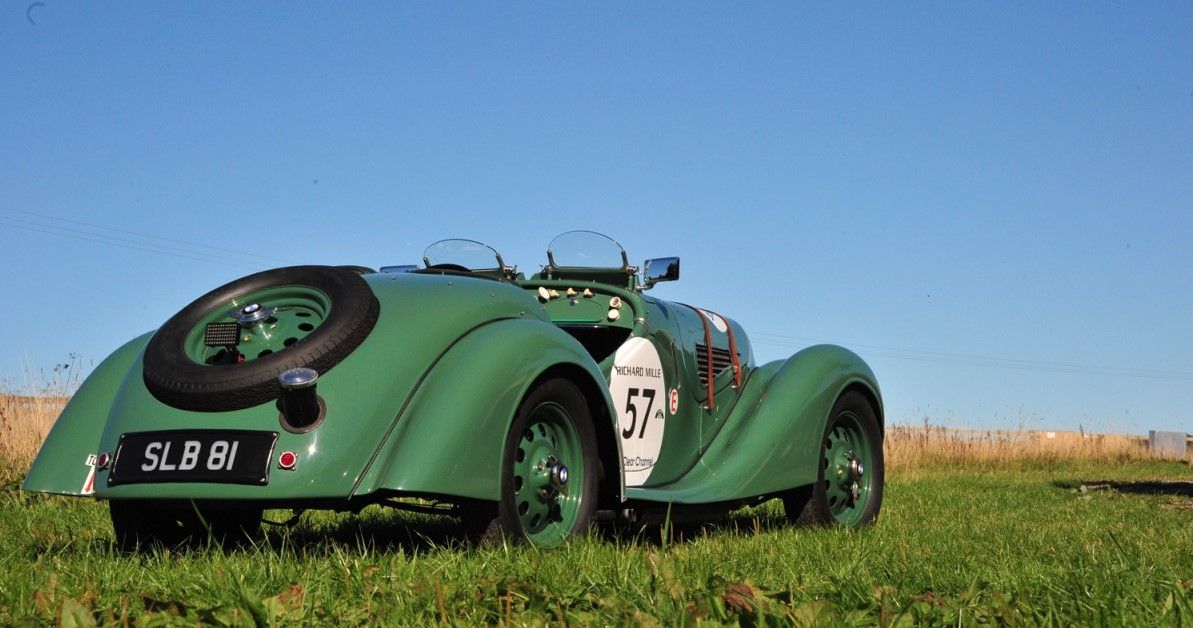 BMW 328 Roadster rear third quarter view in green