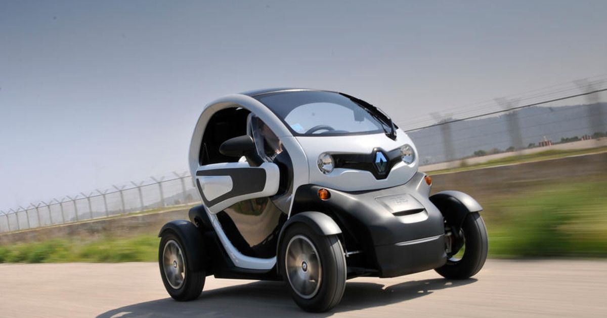 Twizy driving down road