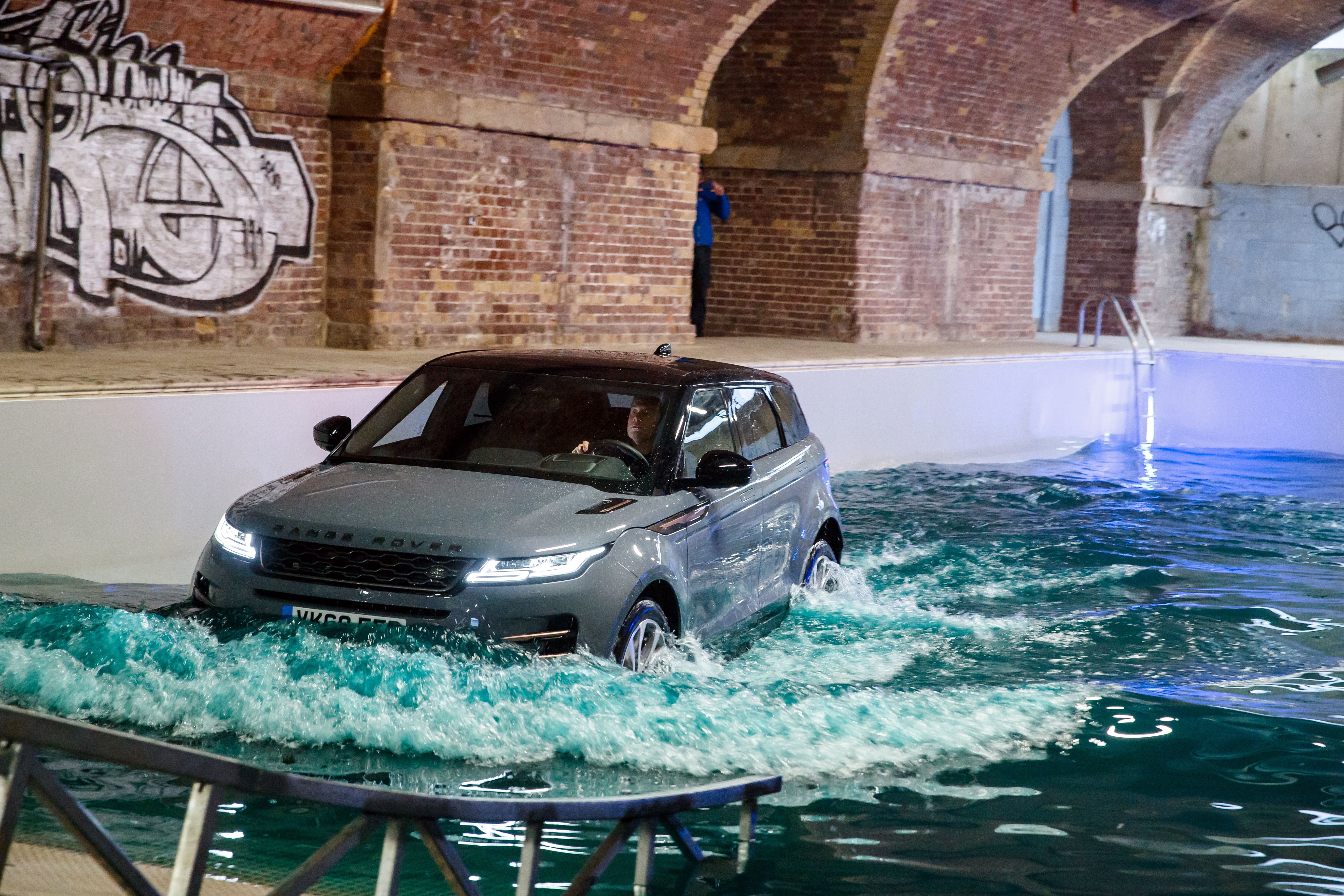 The Evoque can cope with water of 60cm depth.