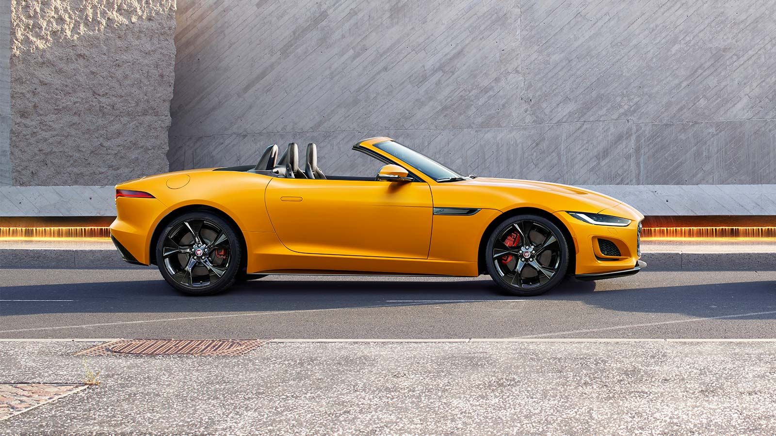 2021 Jaguar F-Type Convertible Yellow Parked