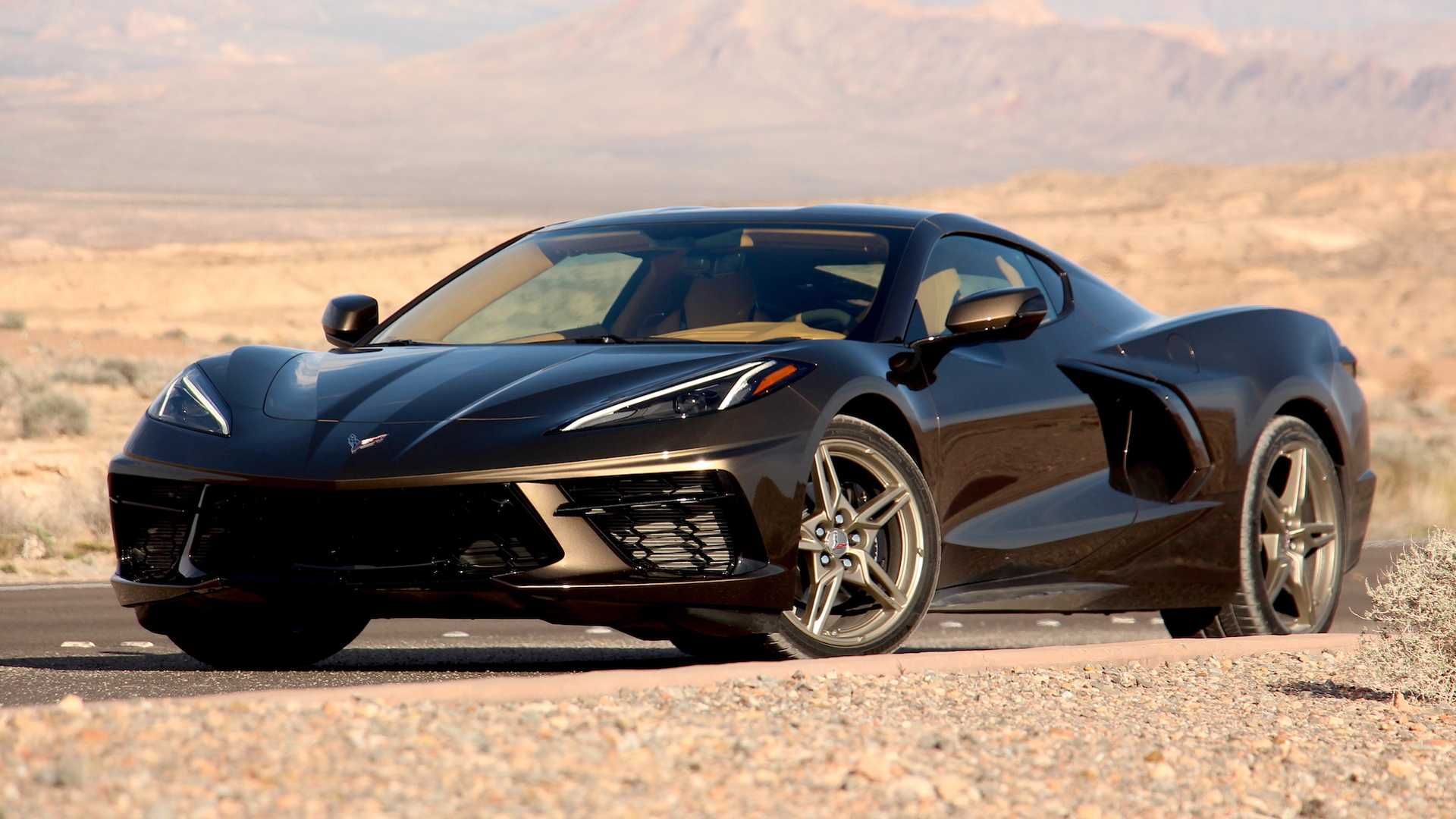 Black 2022 Chevrolet Corvette in desert