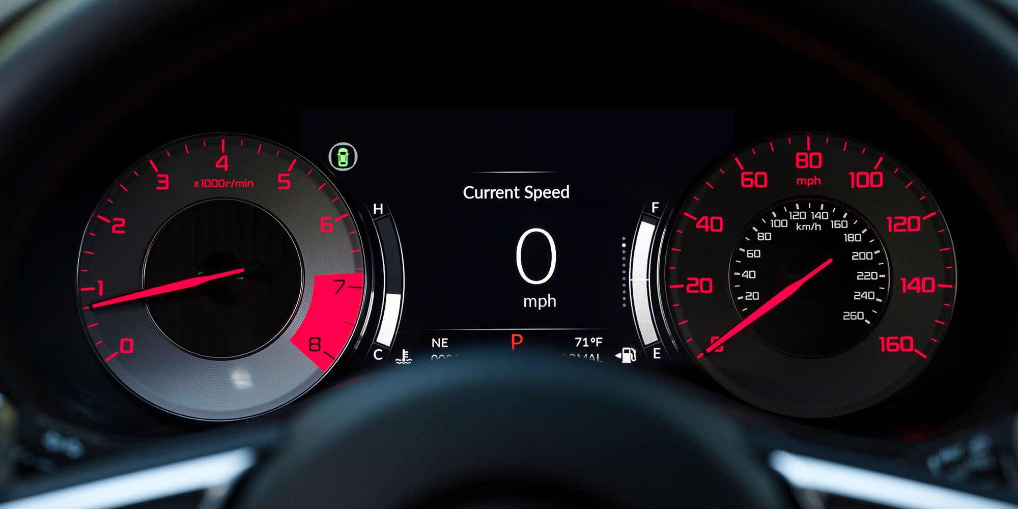 The gauge cluster of the sporty A-Spec trim level