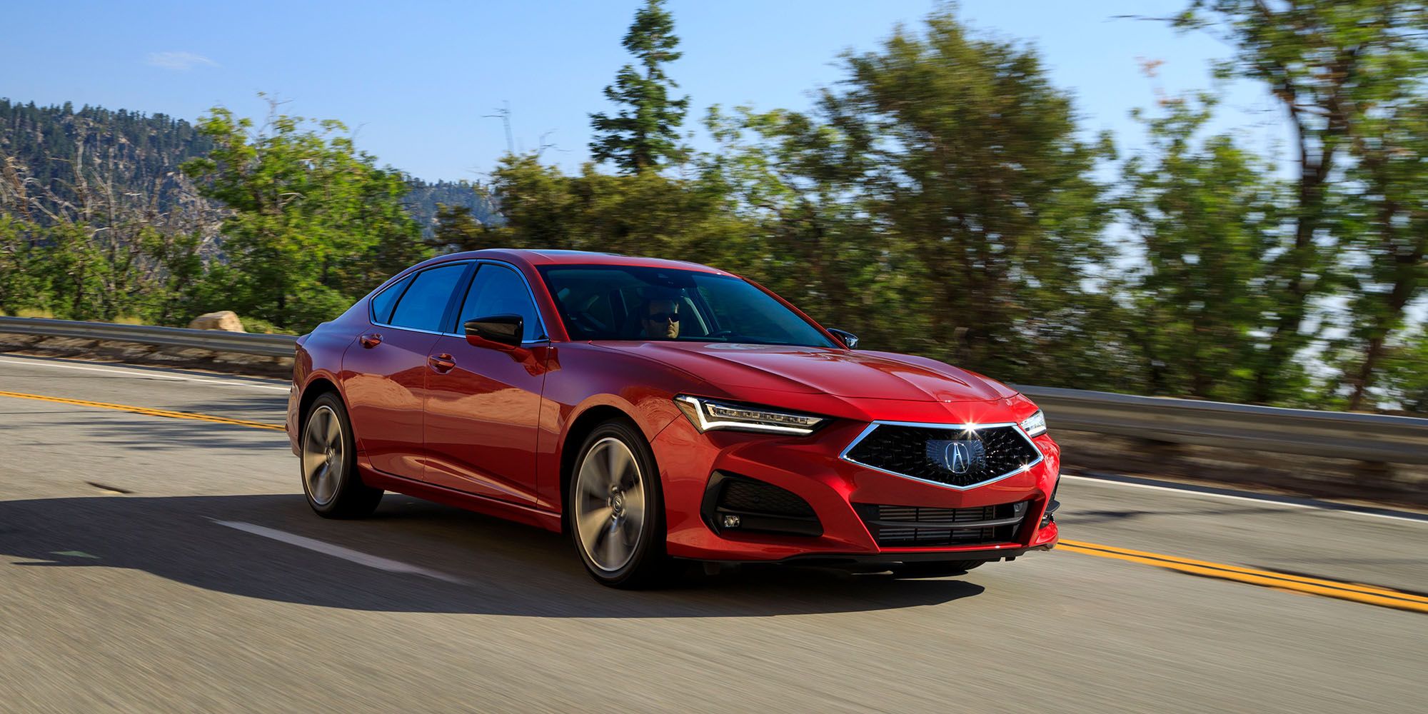 The front of a red TLX Advance