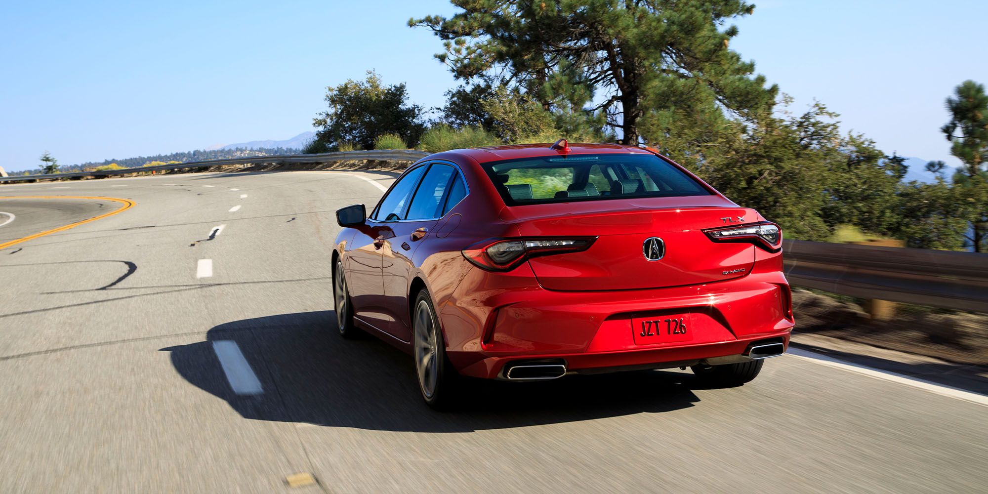 The rear of a red TLX Advance