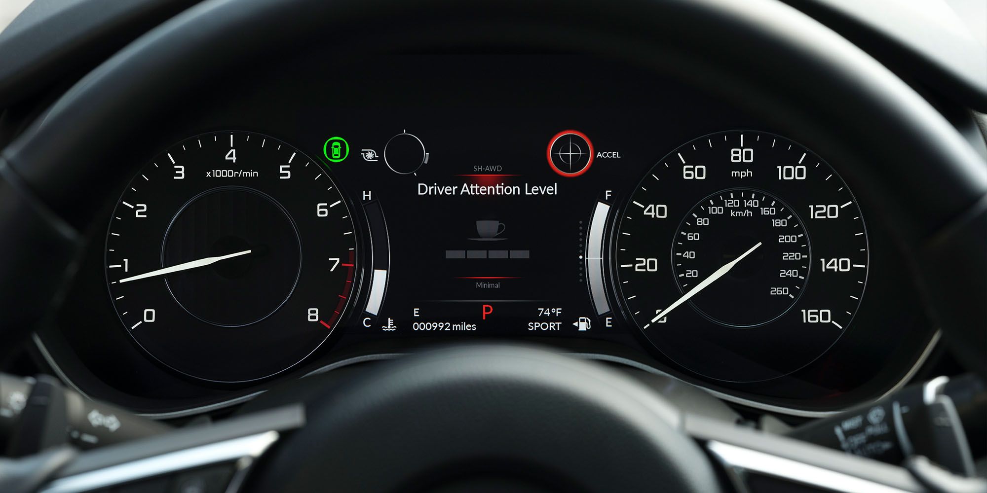 The gauge cluster in the more luxurious Advance trim level