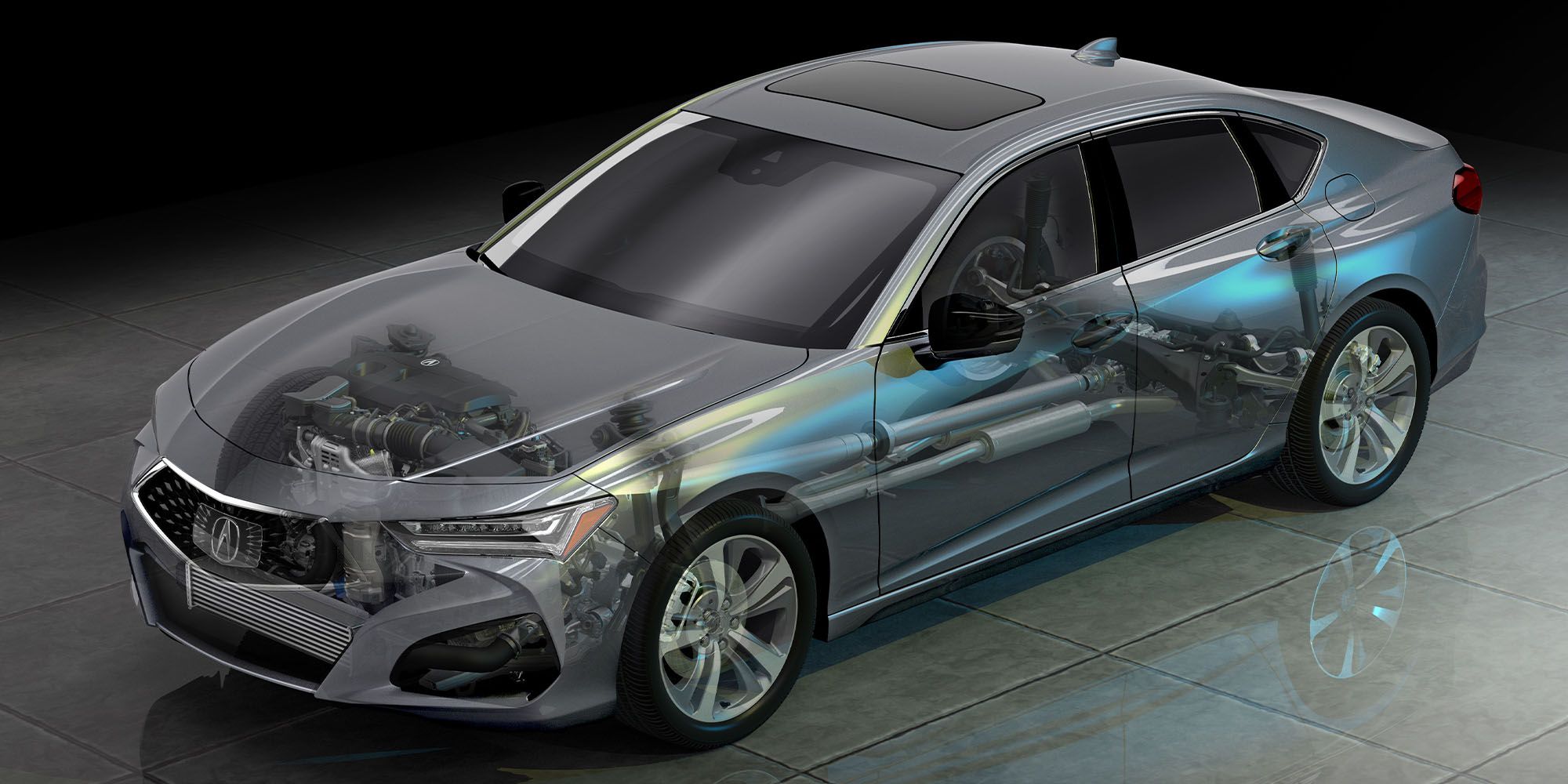 A cutaway of the TLX's chassis