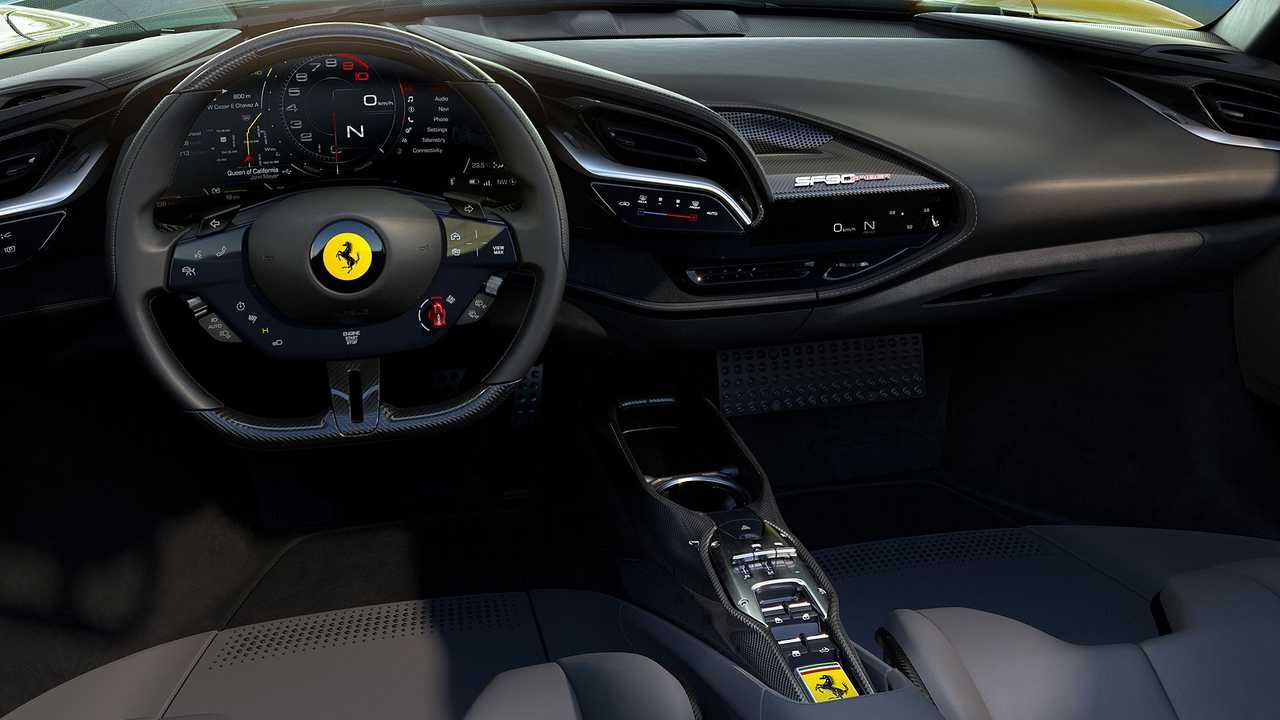 The Black Interiors Of A Ferrari