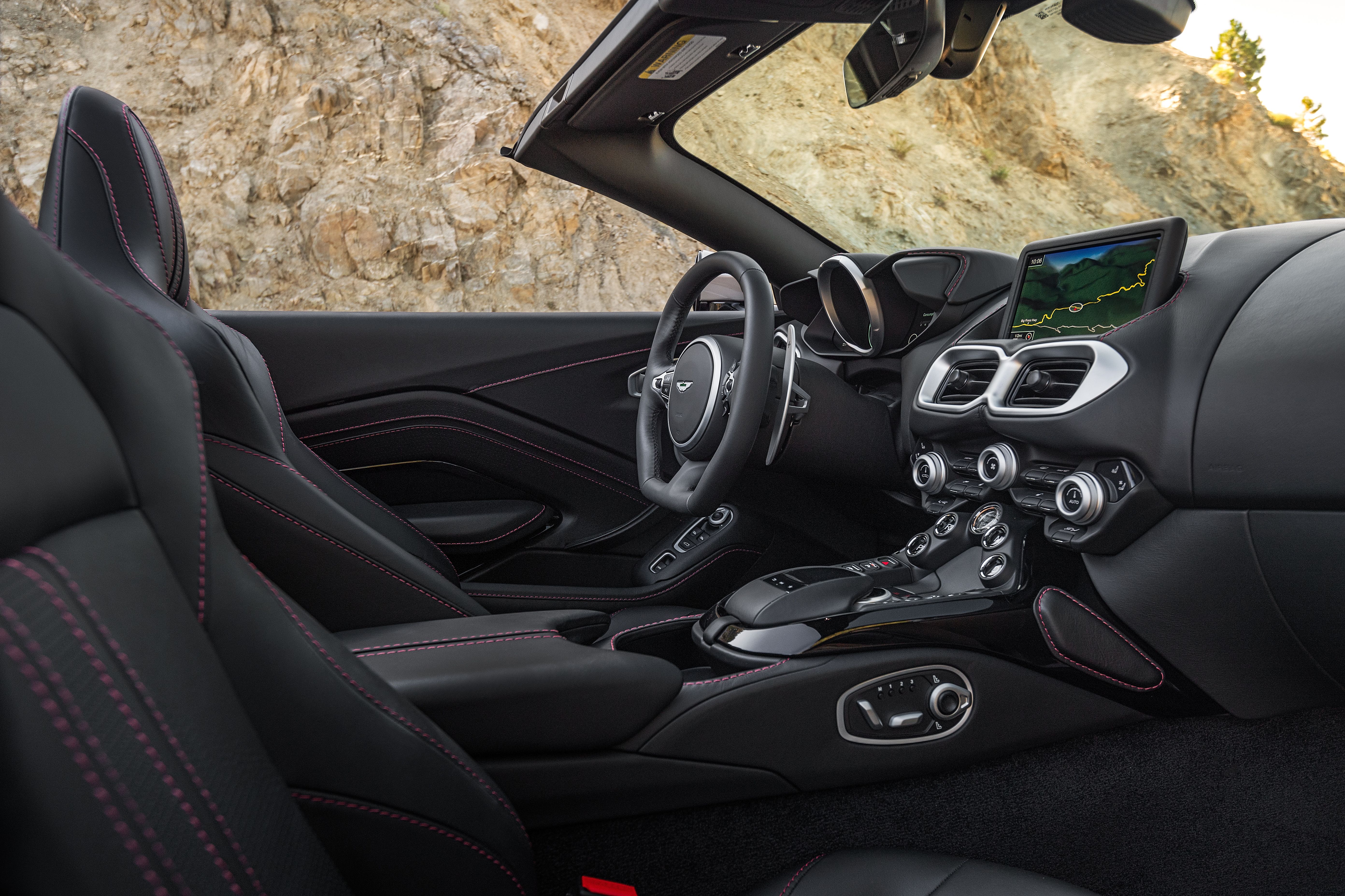 The Vantage's interior from the passenger side