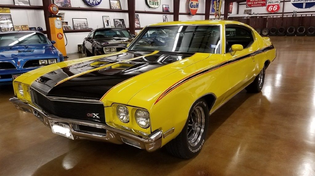 Yellow Buick GSX 455 indoors