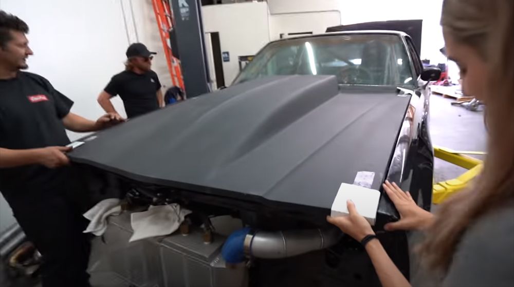 Buick Regal receiving a new hood