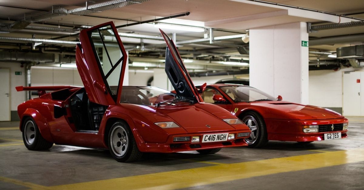 Lamborghini Countach and Ferrari Testarossa Red