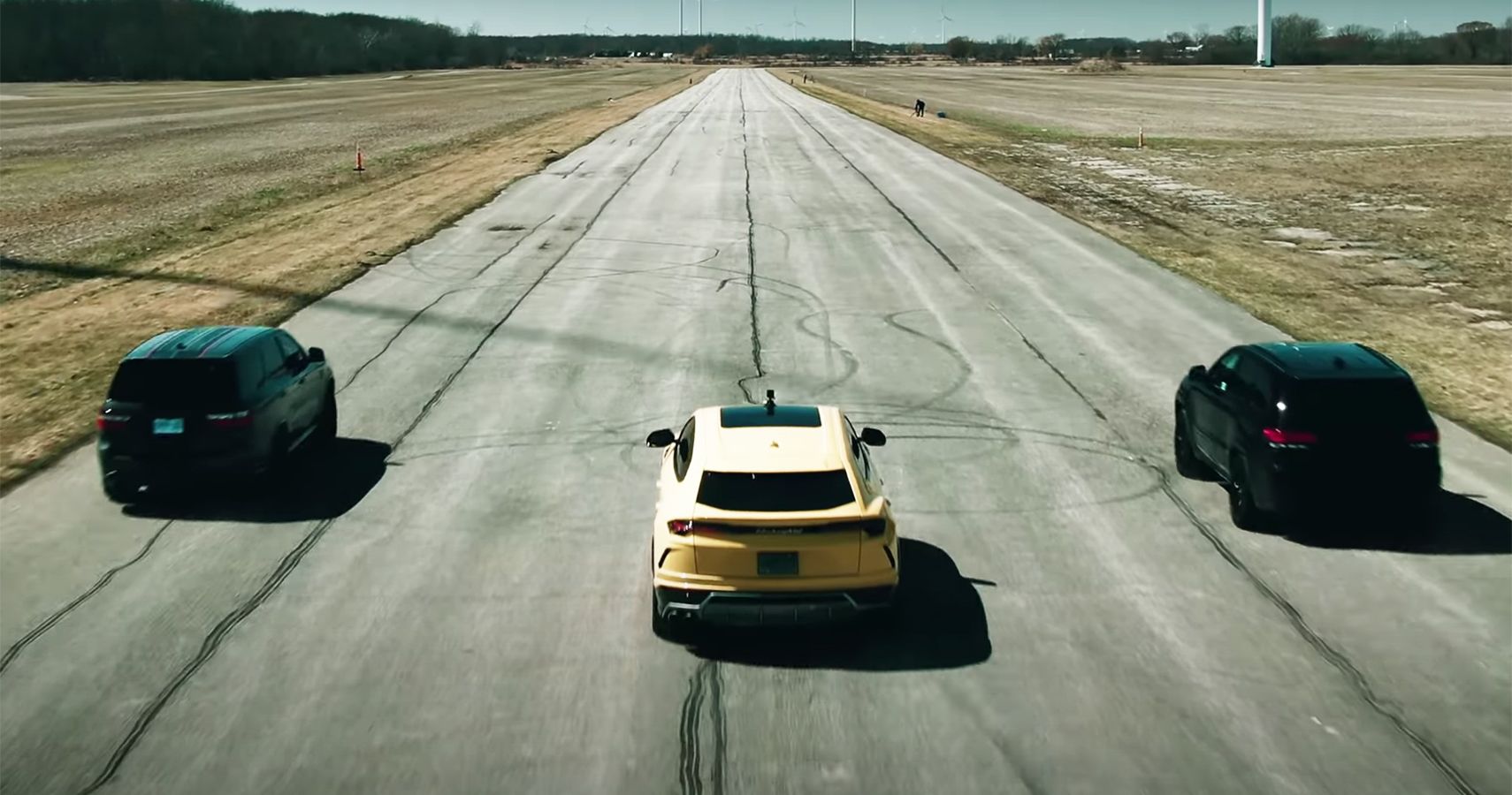 Watch Durango Hellcat vs Trackhawk vs Urus Three Way Super SUV Race