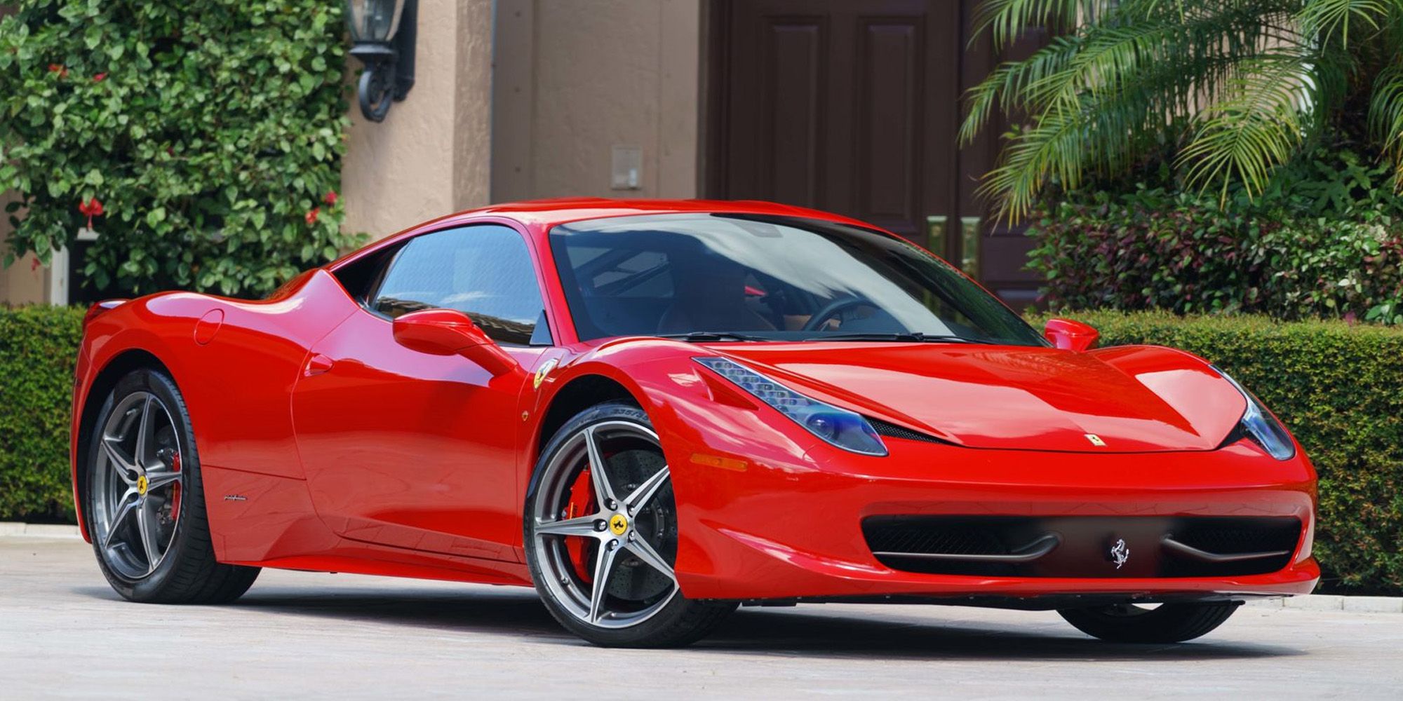 The front of a red 458 Italia