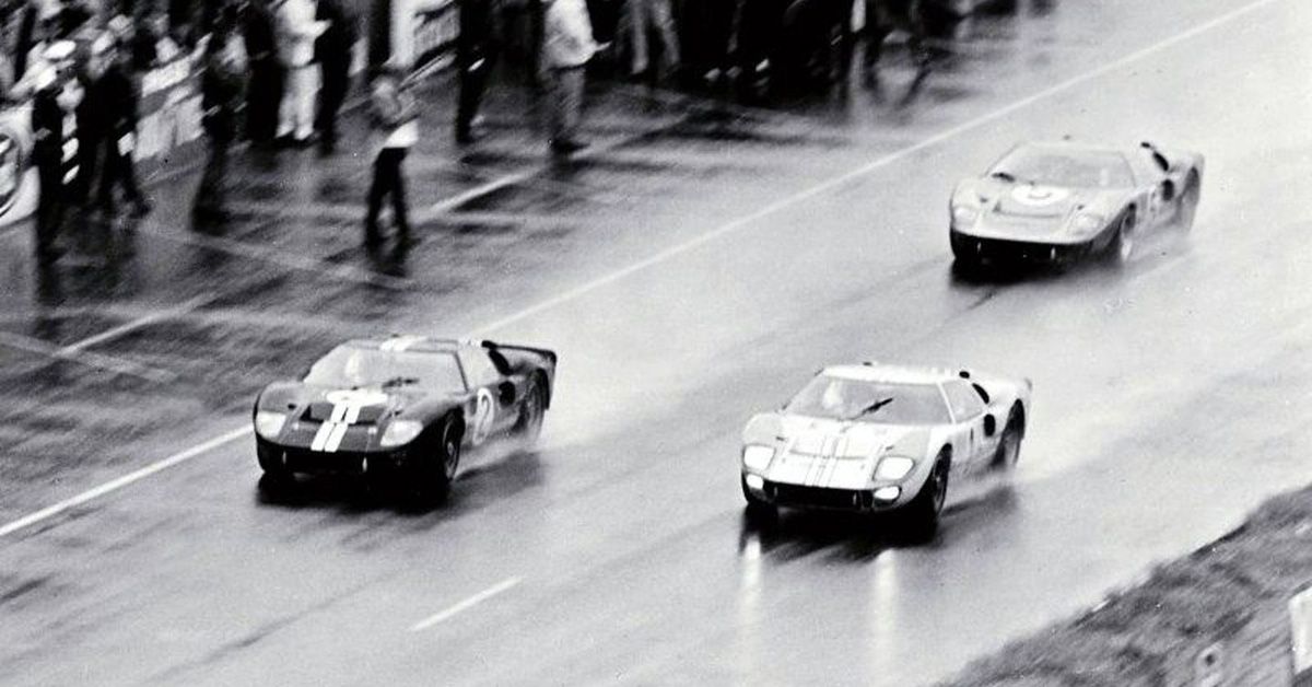 Ford GT40 Winning The Le Mans In 1966, Did A 1-2-3 Photo Finish, The Three Cars That Came In At Number One, Two And Three, Were All Ford GT40s