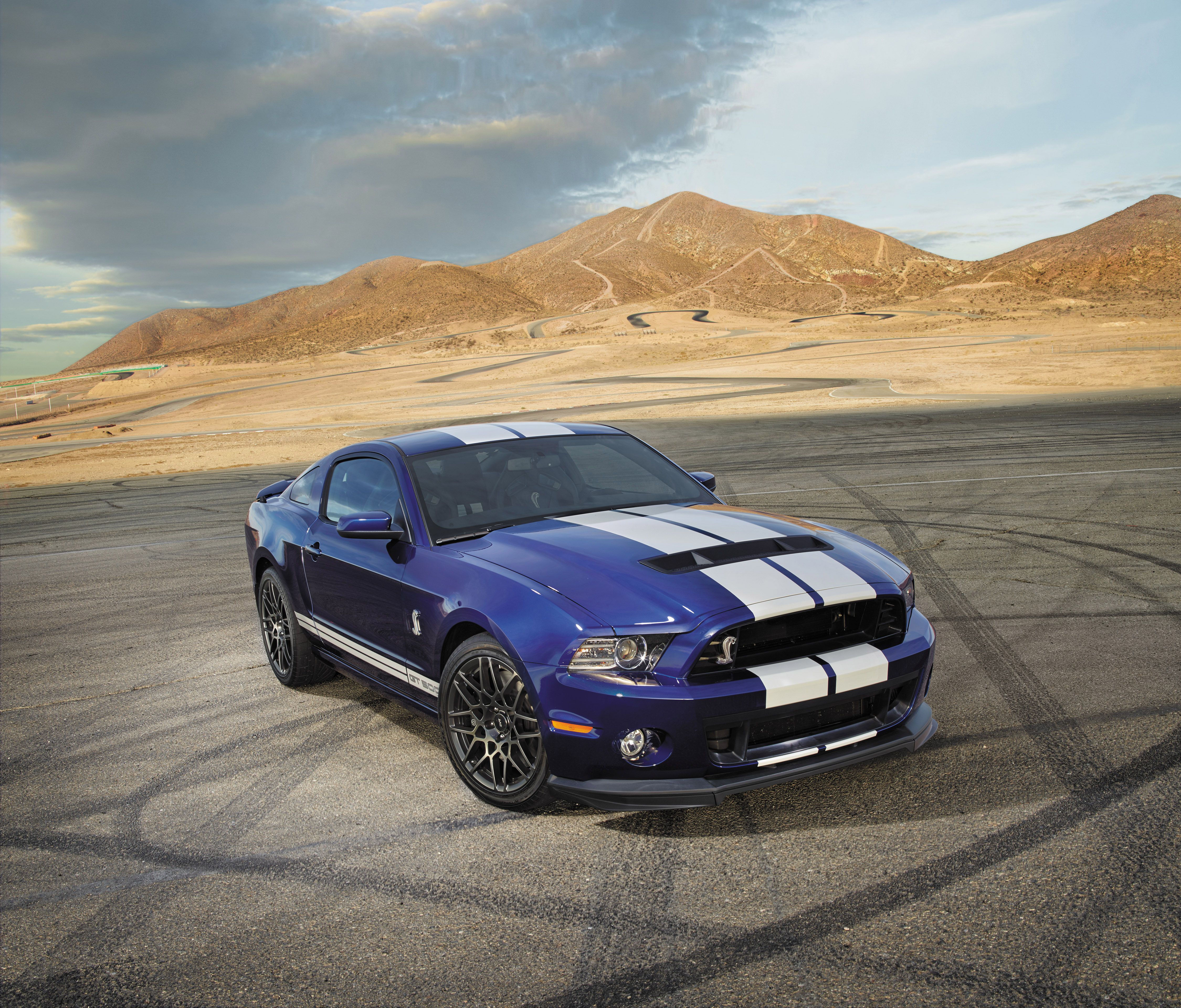 Purple Shelby GT500 parked on track.
