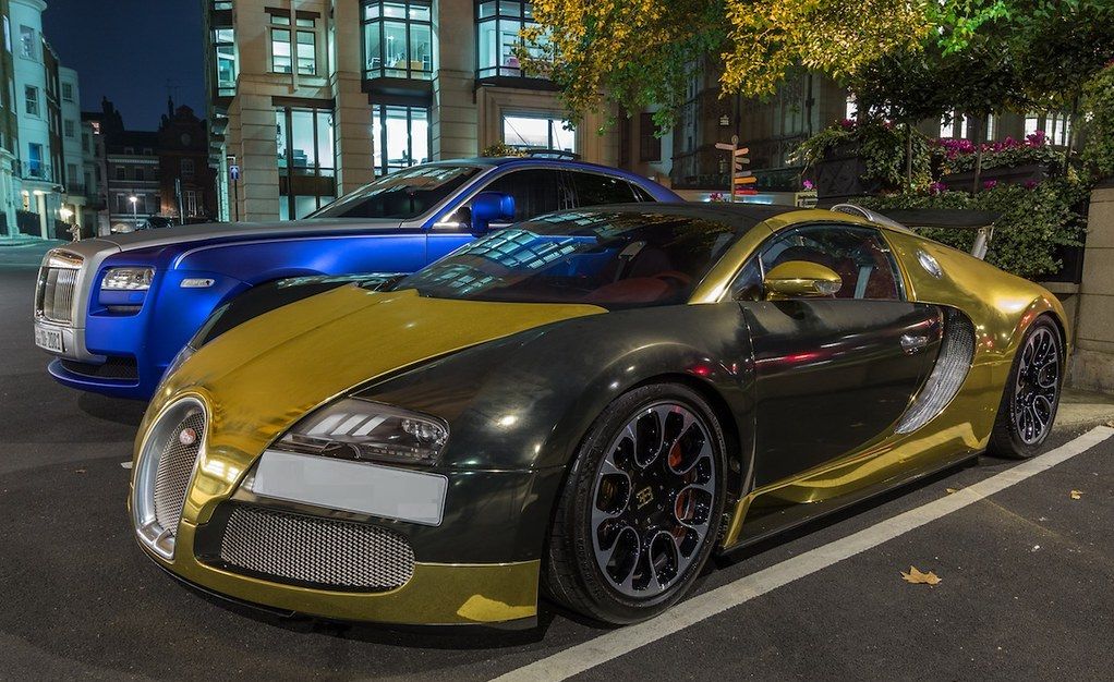 Gold Chrome Bugatti Veyron Parked