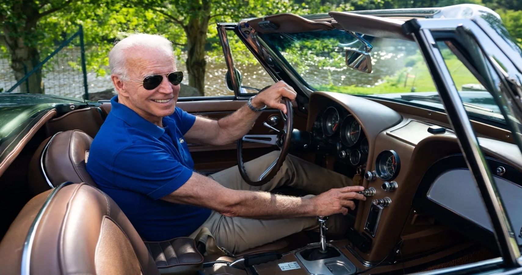 Joe Biden in one of his classic cars