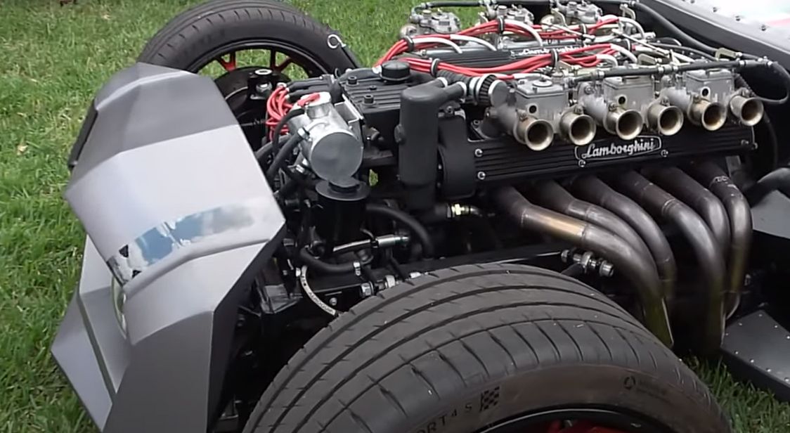 Lamborghini Espada rat rod V12 engine closeup