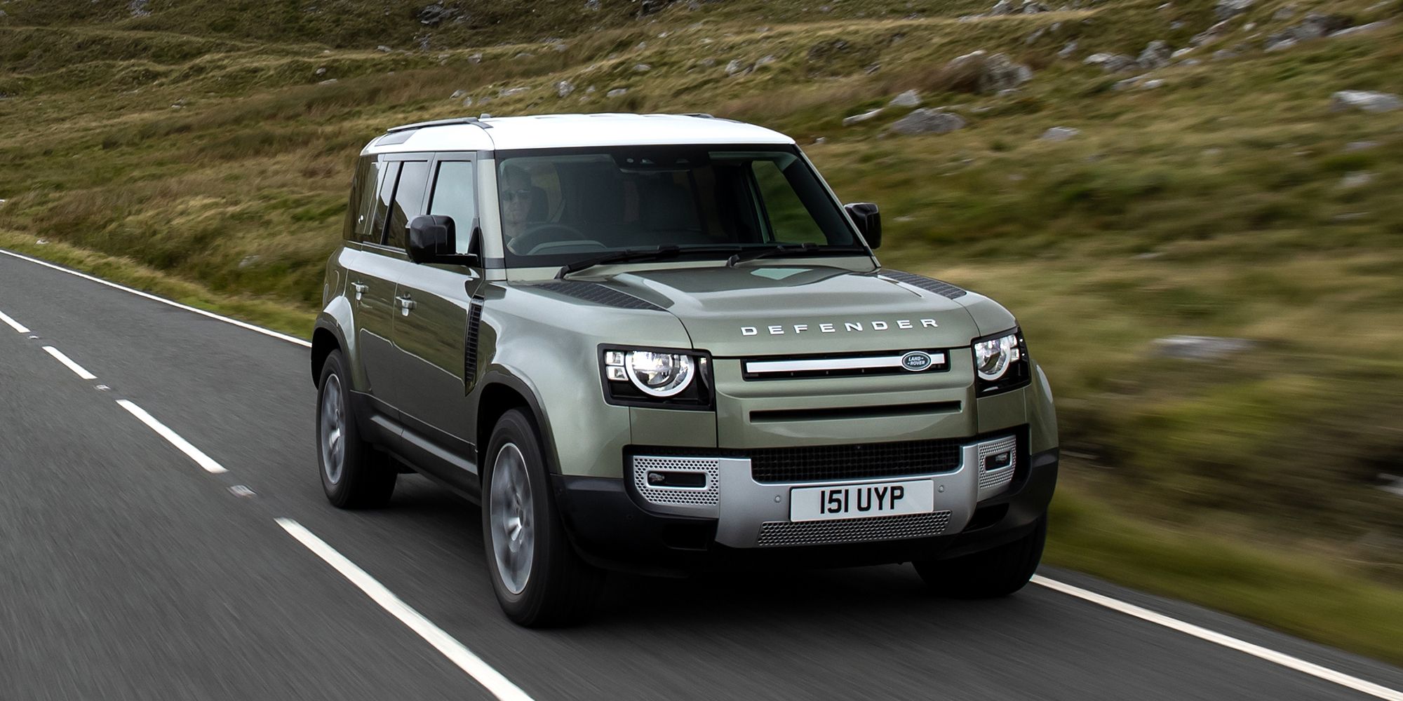 The front of the new Defender 110 on the move