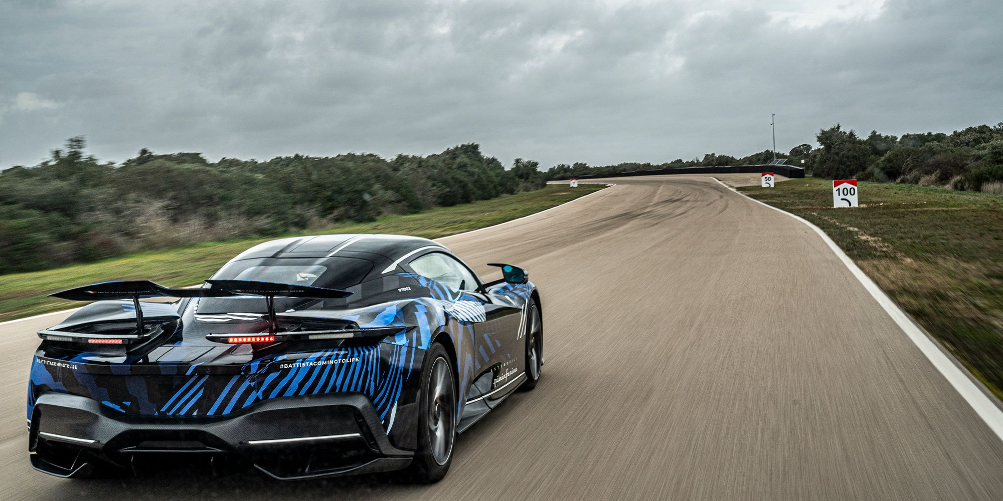 Rear 3/4 view of the Battista prototype