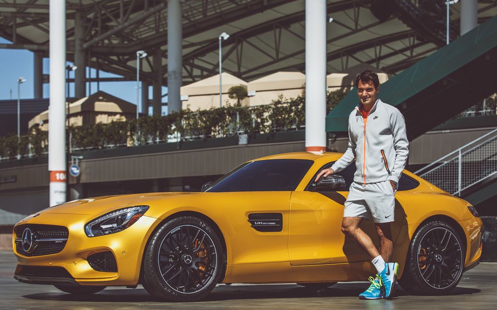 Sunbeam Yellow GTS with Roger Federer side shot