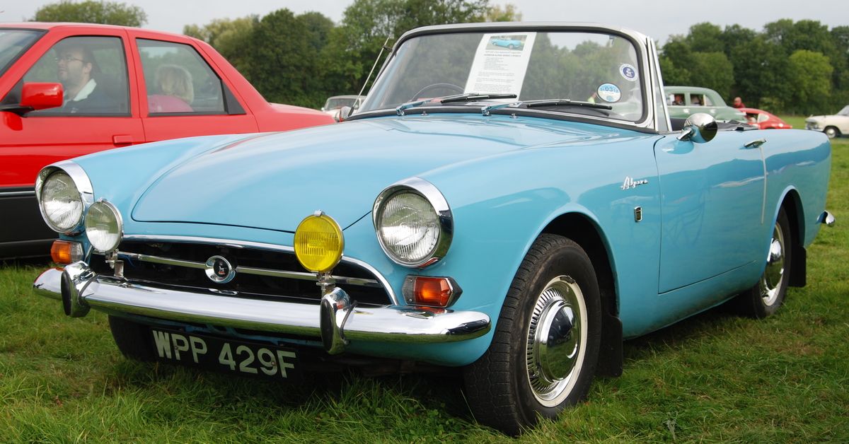 A blue Sunbeam Alpine